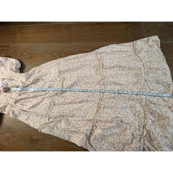 Show Me Your MuMu Cream Floral Puff Sleeve Maxi Dress 100%Cotton US Small - Picture 7 of 8